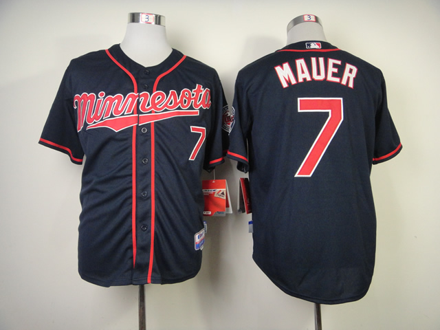 Men Minnesota Twins 7 Mauer Blue MLB Jerseys